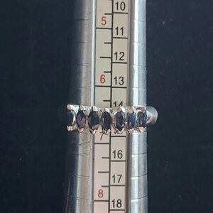 Vintage Sterling Silver/Blue Sapphire Ring Marked/Tested+ 7 Total Stones Sz 7